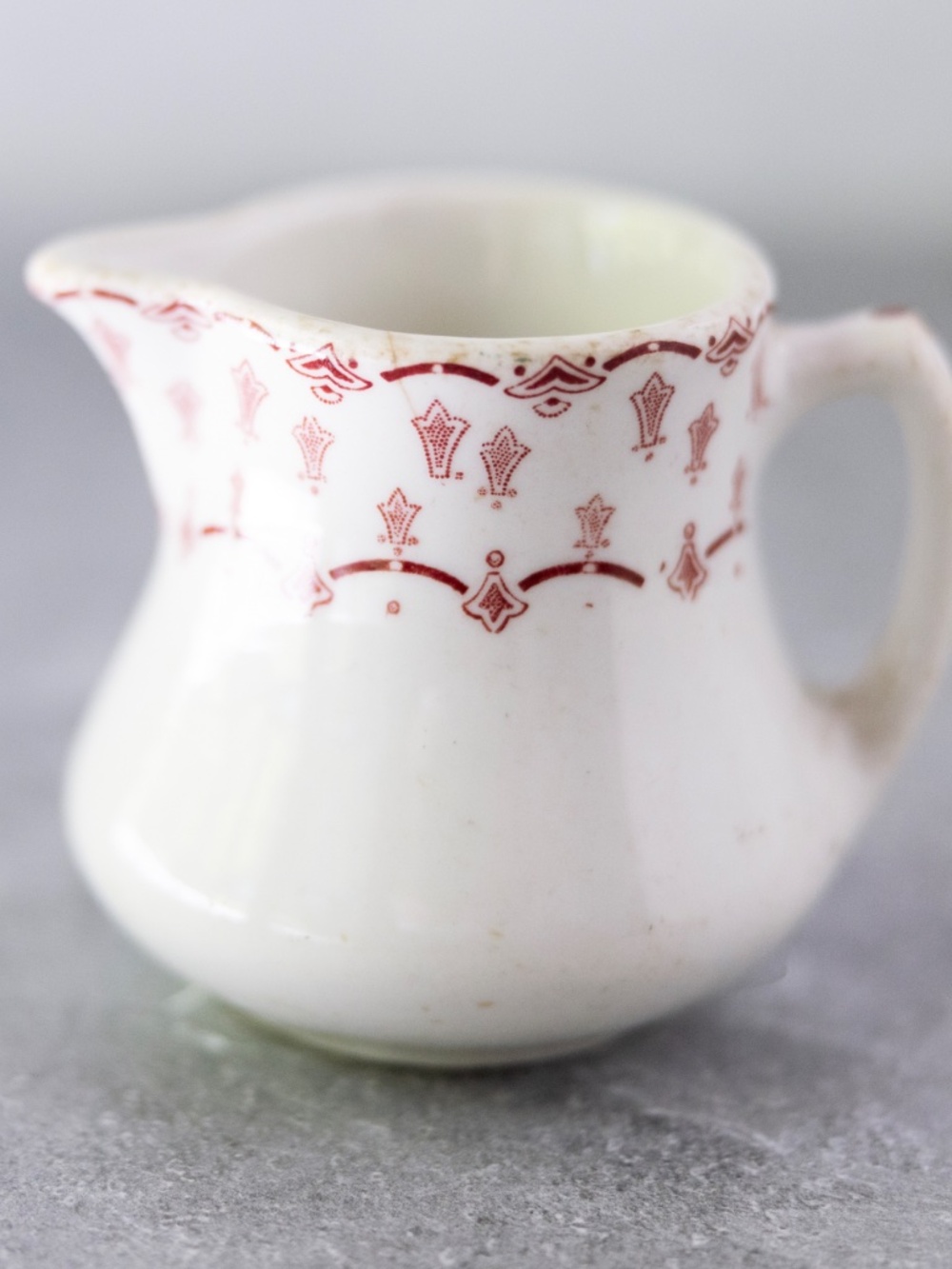 Vintage Sterling vitrified china red white restaurant creamer AS IS display only